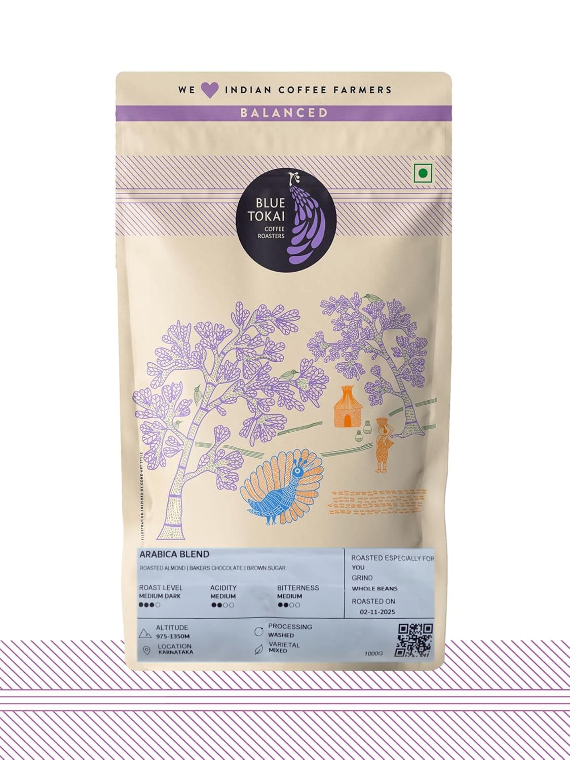 Blue Tokai 100% Arabica Blend - Medium Dark Roast | Rich & Smooth Coffee Blend | Specialty Coffee | Freshly Roasted Coffee Beans | 1 KG