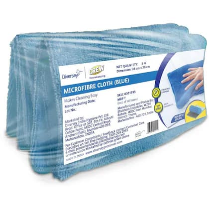 Diversey Crew™ Microfiber Cloth (Blue) - Set of 5