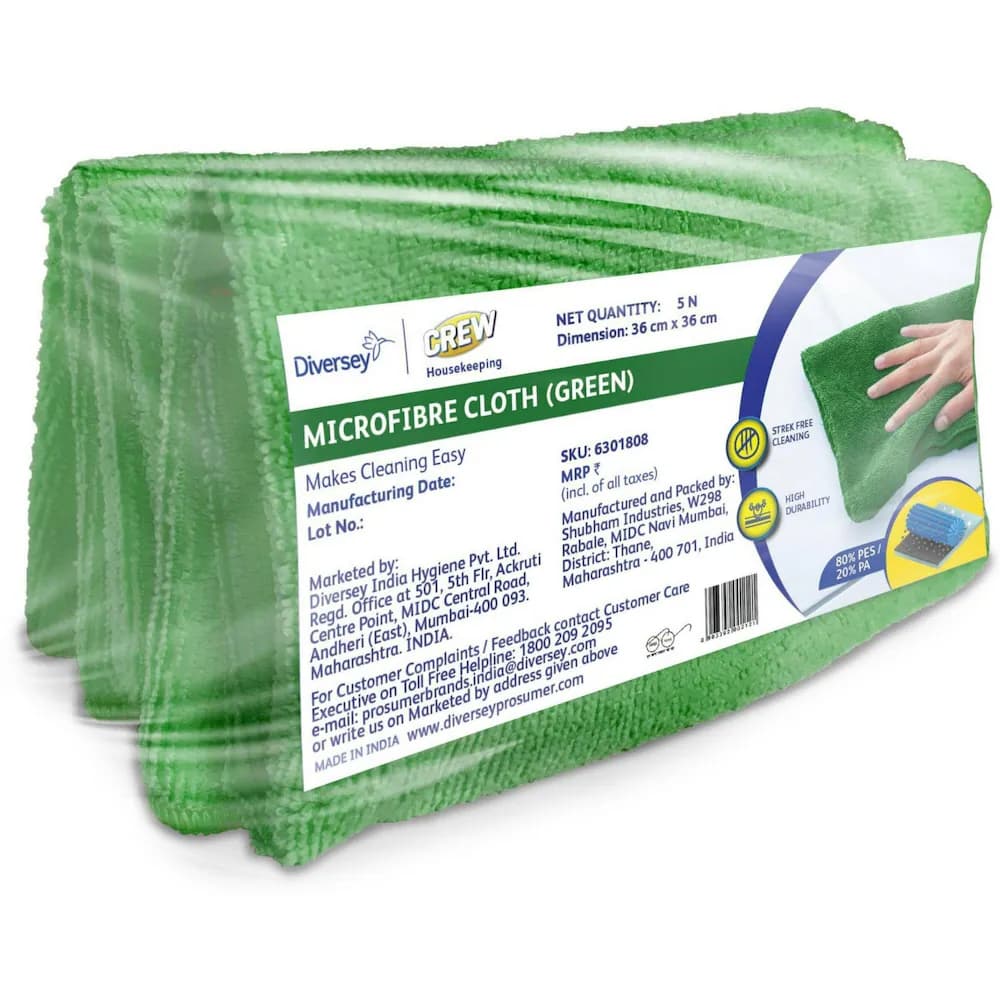 Diversey Crew™ Microfiber Cloth ( Green) - Set of 5