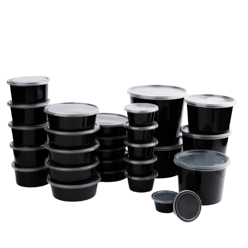 Round Plastic Food Containers - Pack of 100
